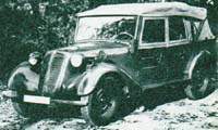 легкий армейский штабной автомобиль-кюбельваген "Татра 57к", созданный на базе гражданской модели, массово выпускался в 1941-43 гг