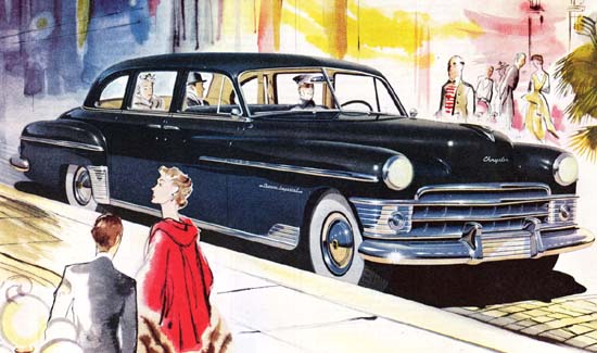 сразу видно, кто главный на этой композиции - "это он, это он" - лимузин Chrysler Crown Imperial 1950 года